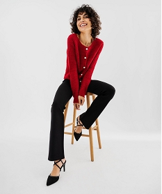 gilet en maille fantaisie a col rond et boutons fantaisie femme rouge giletsF671901_4