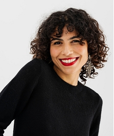 pull en maille fine a col rond femme noir pullsF672301_2
