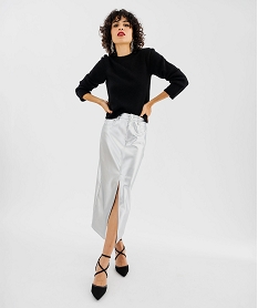 pull en maille fine a col rond femme noir pullsF672301_4