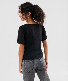 blouse a manches courtes et grand col v en matiere froissee femme noir blousesG378101_3