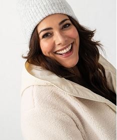 manteau a capuche en sherpa et toile femme beige vestes et manteauxG379601_2