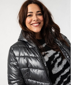 blouson long matelasse a capuche femme grande taille gris manteauxG379801_2