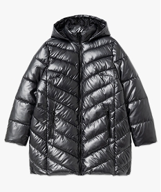 blouson long matelasse a capuche femme grande taille gris manteauxG379801_4