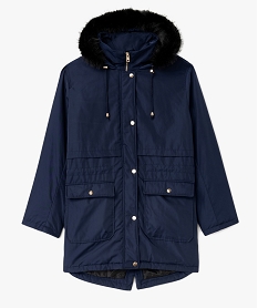 GEMO Parka matelassée avec capuche bordée de fourrure imitation femme grande taille navy