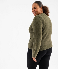 pull en maille ajouree et encolure cache-cœur a dentelle femme grande taille vertG380001_3
