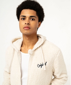 veste dinterieur a capuche en maille peluche homme beige pyjamas et peignoirsG380201_2