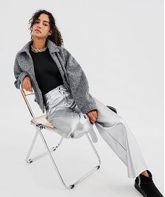 body sans manches en maille extensible femme noir t-shirts manches courtesG406201_4