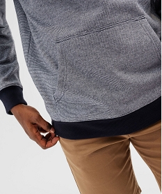 sweat a capuche en molleton raye homme bleu sweatsG408801_2