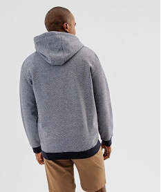 sweat a capuche en molleton raye homme bleu sweatsG408801_3