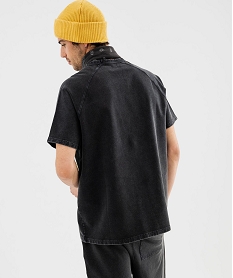 sweat manches courtes en maille extensible delavee homme noir standard sweatsG409401_3