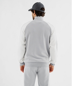 sweat zippe de sport a col montant en matiere extensible homme gris standard sweatsG409501_3