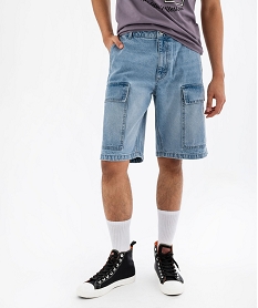 bermuda en jean coupe cargo large homme bleuG412301_4