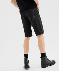 bermuda en jean extensible et delave coupe droite homme noir vifG412401_3