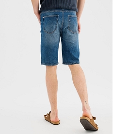 bermuda en jean extensible et delave coupe droite homme bleu standardG412501_3
