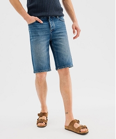 bermuda en jean extensible et delave coupe droite homme bleu standardG412501_4