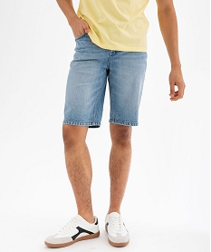 bermuda en jean extensible et delave coupe droite homme bleuG412601_4