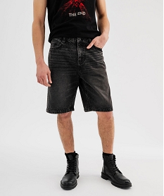 GEMO Bermuda en jean coloré coupe large homme noir standard