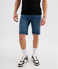 GEMO Bermuda en jean delavé coton stretch homme bleu standard