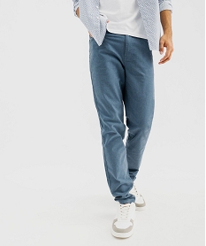 GEMO Pantalon en coton stretch coupe Regular homme Bleu