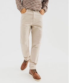 GEMO Pantalon en coton stretch coupe Regular homme beige taupe