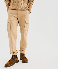 GEMO Pantalon cargo coupe straight en coton stretch homme Brun
