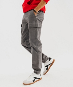 GEMO Pantalon cargo coupe straight en coton stretch homme Gris