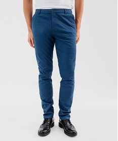 GEMO Pantalon chino coupe Slim en coton homme Bleu
