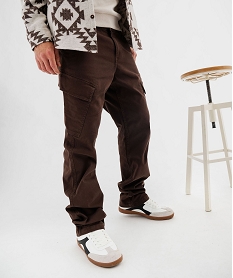 GEMO Pantalon cargo avec poches à rabat homme Brun