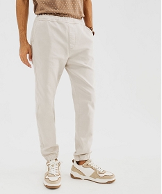 GEMO Pantalon en toile extensible à chevilles élastiquées homme blanc chine