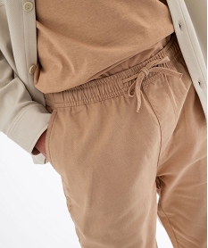 pantalon en coton et lin a coupe jogger homme beige standardG416401_4