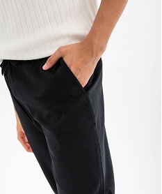 pantalon en coton et lin a coupe jogger homme noir standardG416501_2