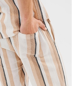 short large a rayures avec ceinture ajustable pour homme beige standardG417501_2