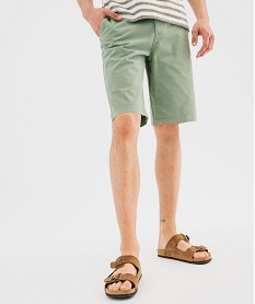 bermuda en coton stretch coupe regular homme vert standardG417801_4