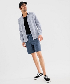 bermuda chino en coton stretch a taille elastique homme bleu standard pantalons chinoG418501_4