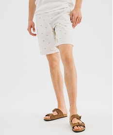 bermuda coupe chino en toile de coton stretch imprimee homme blanc vif pantalons chinoG418601_2