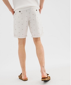 bermuda coupe chino en toile de coton stretch imprimee homme blanc vif pantalons chinoG418601_3