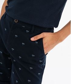 bermuda coupe chino en toile de coton stretch imprimee homme bleu pantalons chinoG418701_2