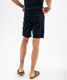 bermuda coupe chino en toile de coton stretch imprimee homme bleu pantalons chinoG418701_3