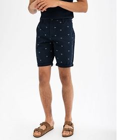 bermuda coupe chino en toile de coton stretch imprimee homme bleu pantalons chinoG418701_4