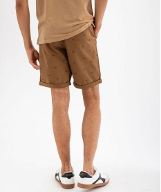 bermuda coupe chino en toile de coton stretch imprimee homme brun pantalons chinoG418801_3