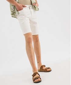 bermuda 5 poches en coton stretch coloris unique homme blanc standardG418901_4