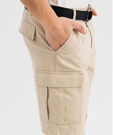 bermuda cargo en toile de coton lavee avec ceinture homme beige standardG419201_2