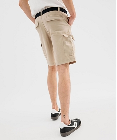 bermuda cargo en toile de coton lavee avec ceinture homme beige standardG419201_3