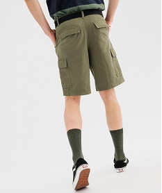 bermuda cargo en toile de coton lavee avec ceinture homme kaki standardG419401_3