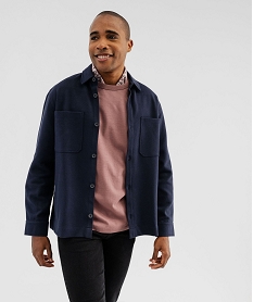 surchemise en maille texturee et extensible homme bleu chemise manches longuesG419601_2