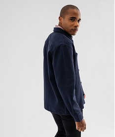 surchemise en maille texturee et extensible homme bleu chemise manches longuesG419601_3