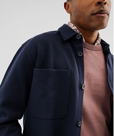 surchemise en maille texturee et extensible homme bleu chemise manches longuesG419601_4