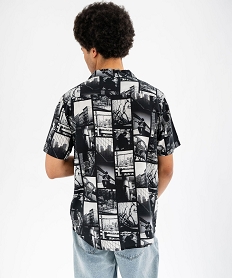 chemise manches courtes fluide et imprimee a col cubain homme noir standard chemise manches courtesG420501_3
