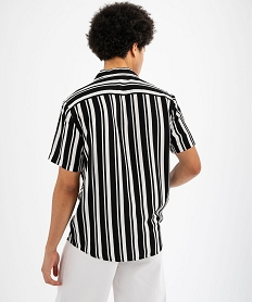 chemise manches courtes et col cubain en viscose rayee homme noir standard chemise manches courtesG420601_3