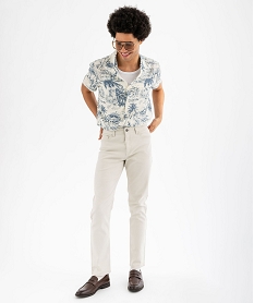 chemise manches courtes imprimee a col cubain homme bleu chemise manches courtesG420901_4